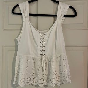 AEROPOSTALE— WHITE— LACE— TANK TOP— SIZE L